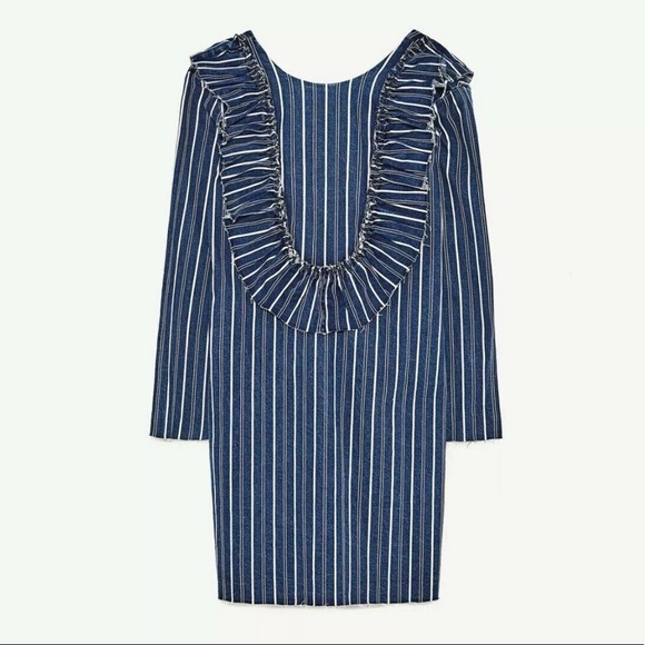 Zara striped denim dress with V back Small - Picture 4 of 12
